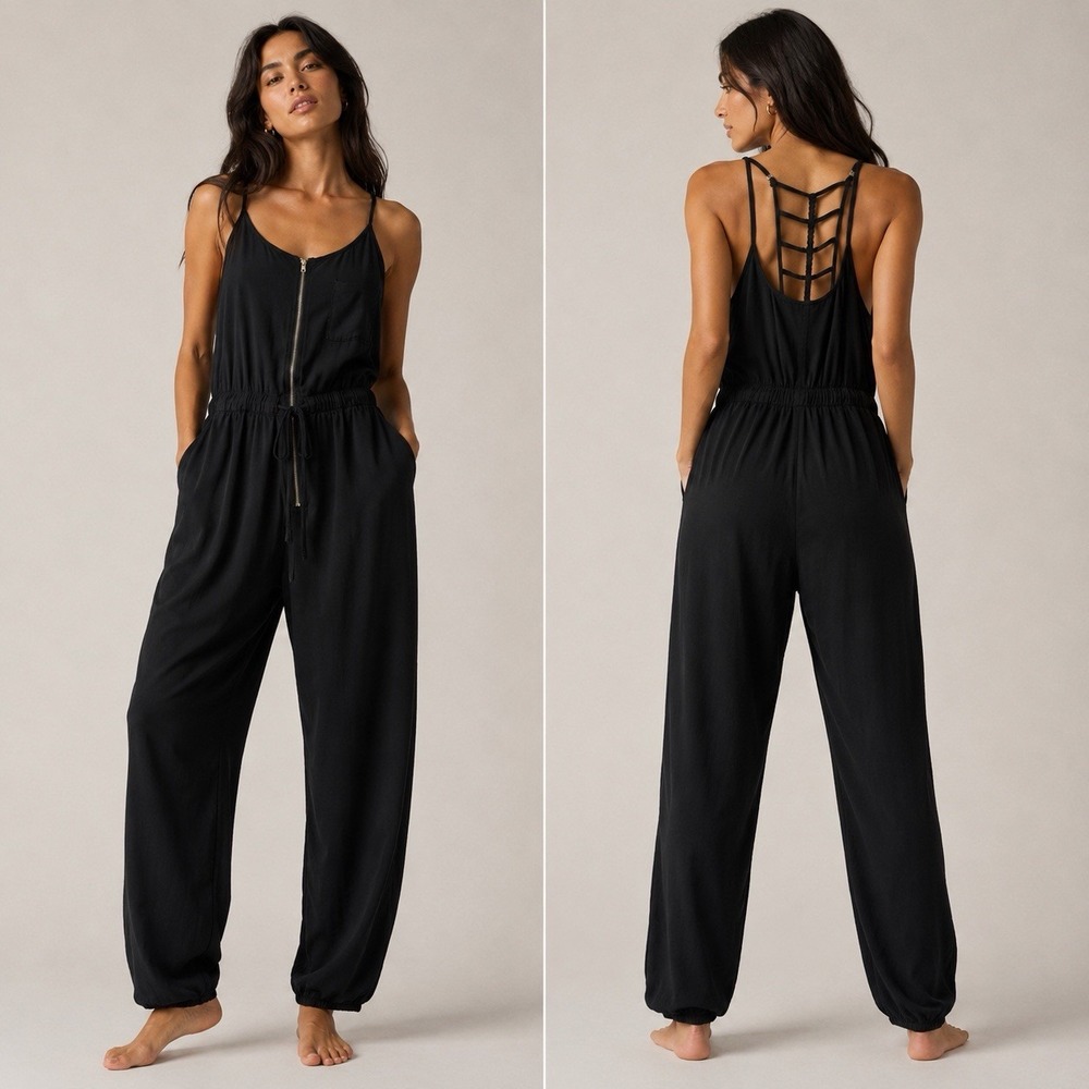 Sweet Wanderer jumpsuit size Medium boho pockets belted lagenlook flowy stretchy